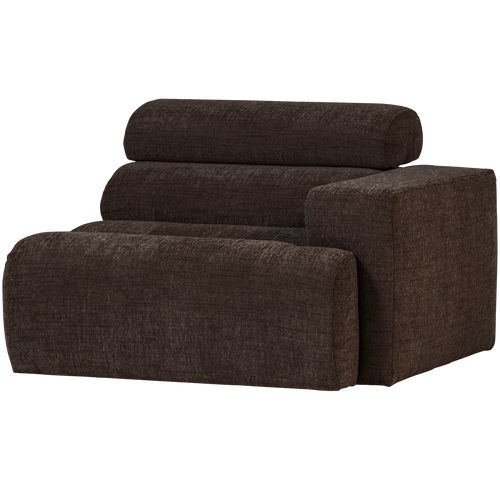 WOOOD 1-zits element bank arm rechts Novi - Polyester - Donkerbruin - 86x109x113
