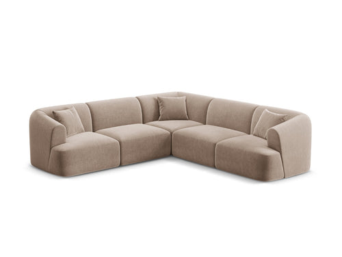 Cosmopolitan Design Symmetrische modulaire hoekbank Campi 6-zits, flueel donkerbeige - 255x255x70cm