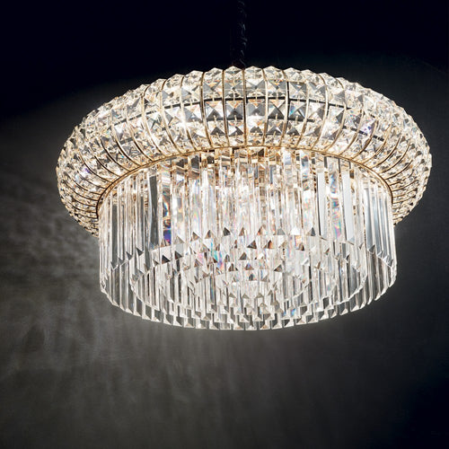 Ideal Lux NABUCCO - Kristallen plafondlamp voor binnen, 12 lampen, goud, E14