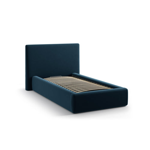 Cosmopolitan Design - Opbergbed met hoofdeinde Asti 90x200cm flueel marineblauw - 220x130x95cm