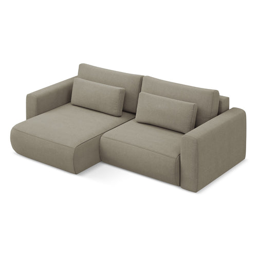 LaMiaSofa hoekbank links Perugia - textuurstof - donkerbeige - 240x149x82