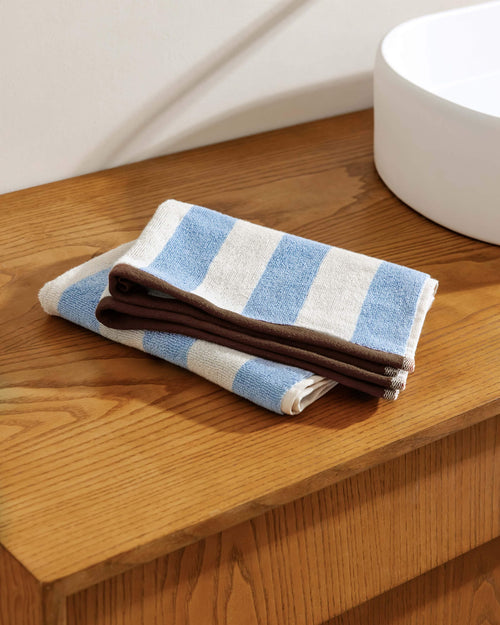 noo.ma Gobo handdoek Cocoa Brown - katoen, gestreept, 38 x 40 cm