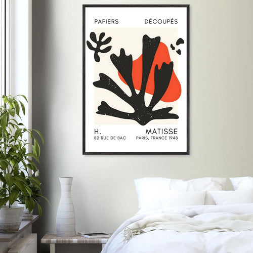 Artfulprints Poster Matisse – Abstract bloom black   - A4 21x29.7 cm - Zwart