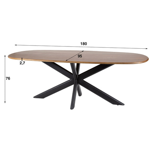Giga Meubel Eetkamertafel Cliff - Mangohout - 180x95x76cm - vtwonen shop