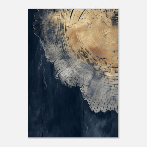 Artfulprints Canvas Abstract wood rings canvas - 75x100 cm - Blauw