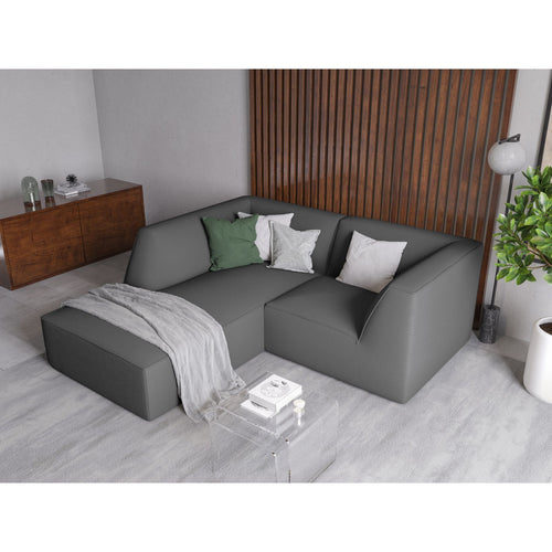 Cosmopolitan Design - Modulaire hoekbank links Siena 3-zits, structurele stof grijs - 180x186x69cm