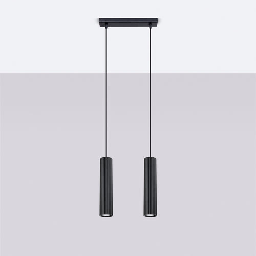 Sollux Lighting Hanglamp KARBON 2 zwart - 30x6,5x90cm