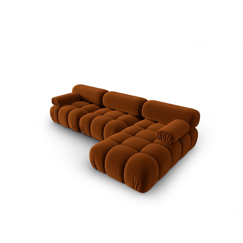 Cosmopolitan Design - Modulaire hoekbank rechts Cortina 4-zits, flueel terracotta - 155x282x70cm