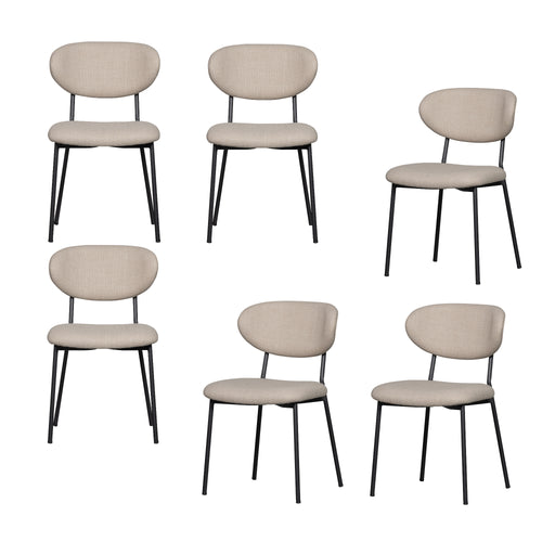 WOOOD eetkamerstoelen Kjeld - Polyester - Naturel - Set van 6 - vtwonen shop