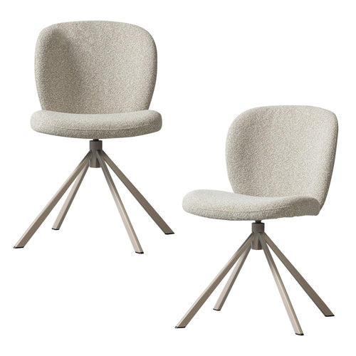 WOOOD eetkamerstoelen Femke - Bouclé - Naturel - Set van 2 - vtwonen shop