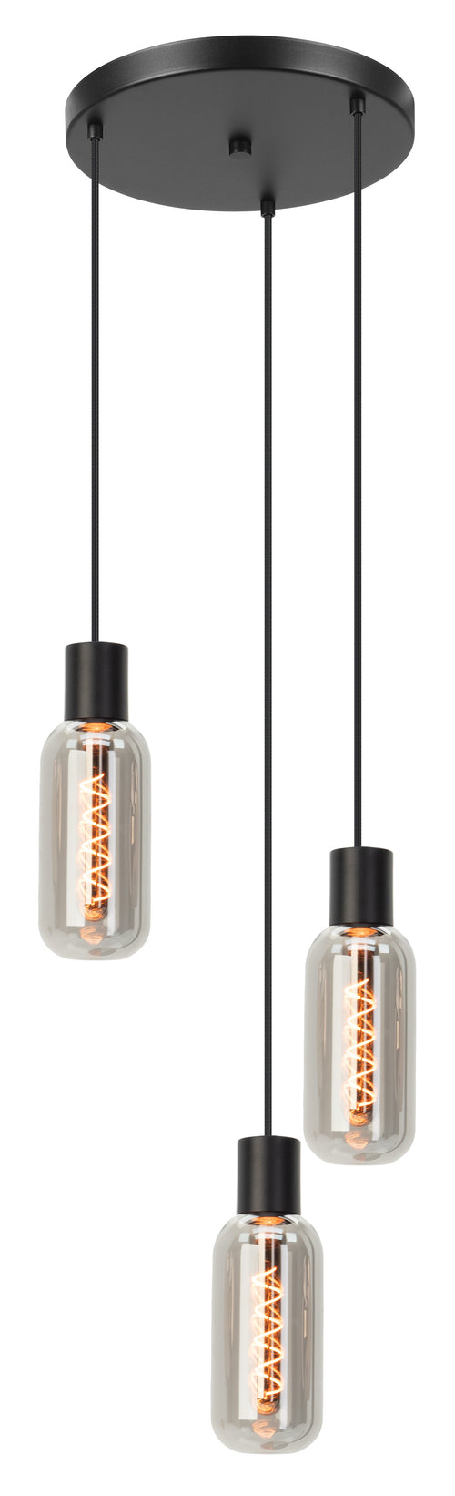 EGLO hanglamp Majone - e27 - smoke glas - ø30 cm - zwart