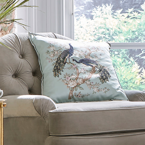 Laura Ashley Sierkussen met ritssluiting Belvedere Duckegg 50x50cm - vtwonen shop