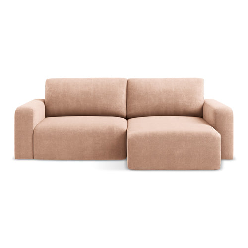 LaMiaSofa hoekbank rechts Ostia - chenille stof - perzik - 244x149x79