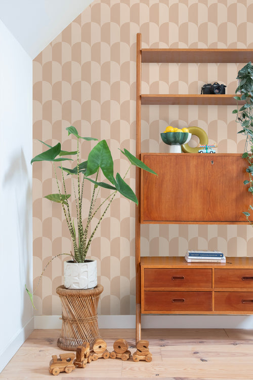 ESTAhome behang art deco bogen poederroze - 50 x 900 cm - 139988 - vtwonen shop