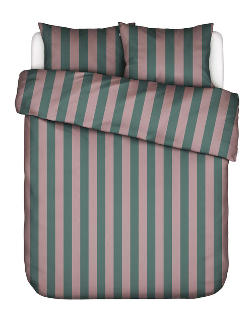 Essenza Minte Stripe dekbedovertrek - Lits-Jumeaux XL – 260x200/220 cm - Woodrose - Dark teal
