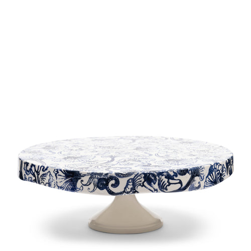 Rivièra Maison Amalfi Cake Stand  - Aardewerk - Blauw / White - vtwonen shop