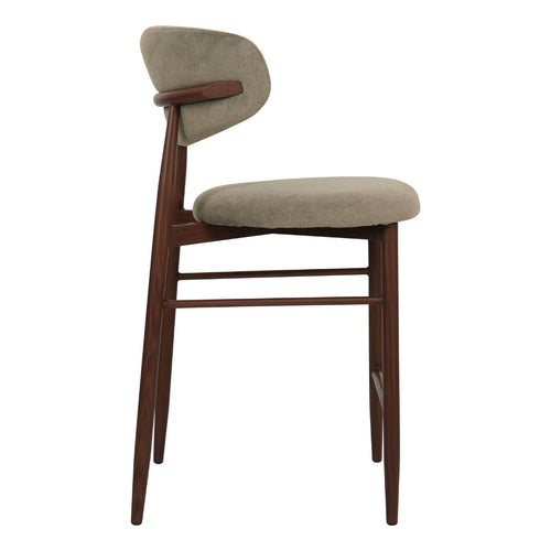 Giga Meubel Barstoel Alexia Taupe/Walnoot – Faux Fur – Zithoogte 65 cm - Set van 2