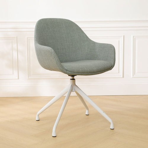 Nolon Nola-Mae Eetkamerstoel Saliegroen - Draaibaar Wit Onderstel - vtwonen shop