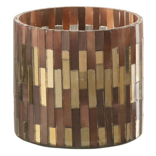 J-Line windlicht Chic - glas - bruin/goud - small - 2 stuks - vtwonen shop