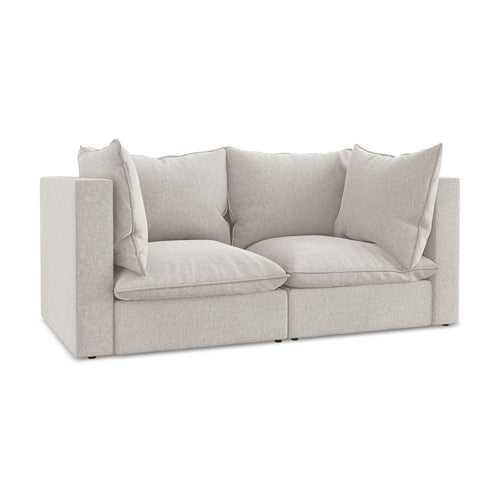 LaMiaSofa Tweezits modulaire bank Ravenna - velours - lichtbeige - 180x90x77