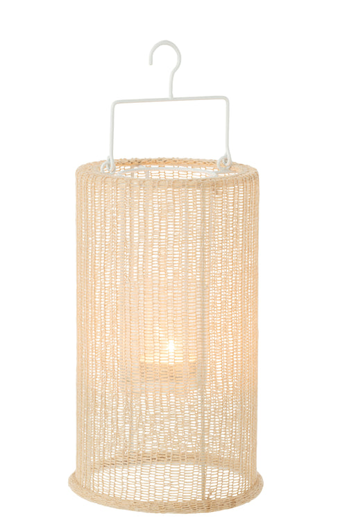 J-Line lantaarn Cilinder - metaal/polyester - beige - large - vtwonen shop