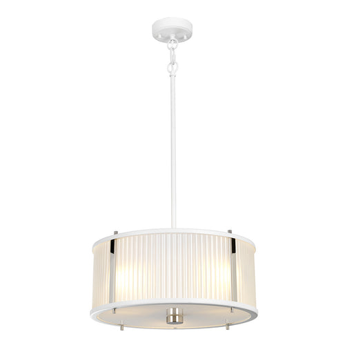 Corona cilindrische hanglamp met 3 lampjes, wit gepolijst nikkel