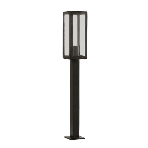 Searchlight Box - 1-lichts zwarte tuinpaal met helder glas IP44, E27