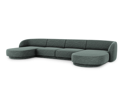 Micadoni Panoramische bank Miley 5-zits, chenille, olie - 156x330x70cm