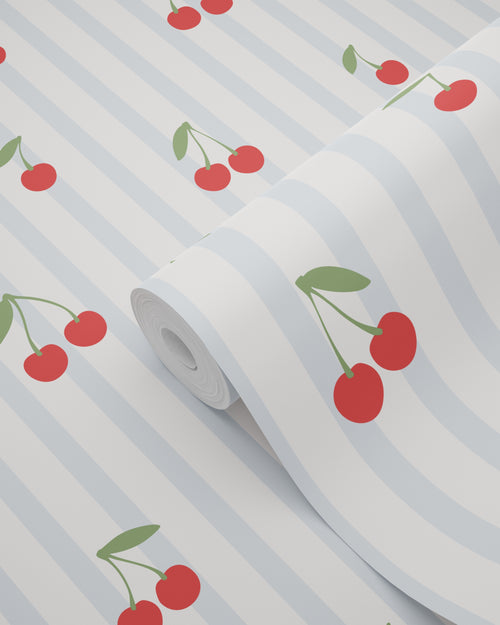 ESTAhome behang kersen blauw en rood - 50 x 900 cm - 131655 - vtwonen shop