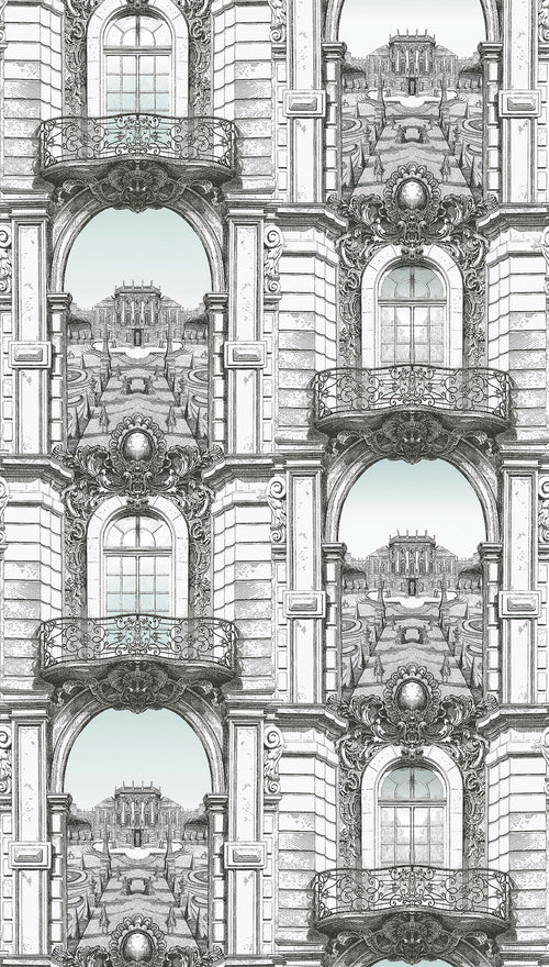 Livingwalls fotobehang gebouwen wit, zwart en grijs - 159 x 280 cm - AS-393111