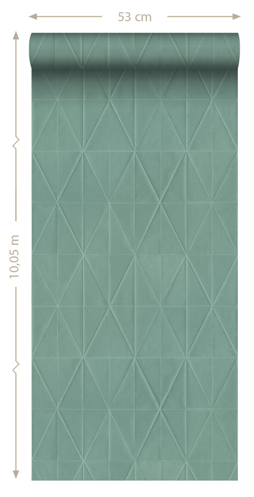 Origin Wallcoverings behang origami motief vergrijsd groen - 0,53 x 10,05 m - 347858 - vtwonen shop