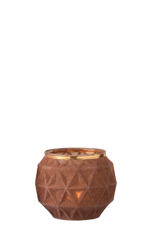 J-Line kaarshouder Bol - glas/fluweel - oker - large - 2 stuks - vtwonen shop