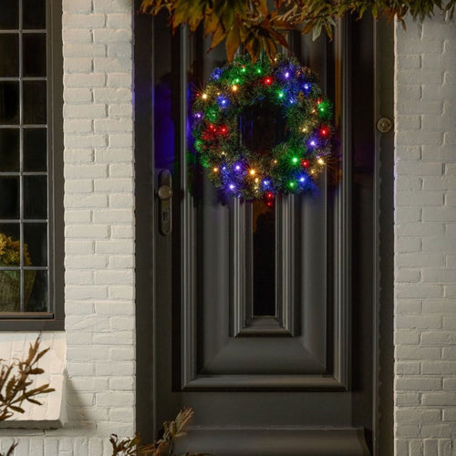 Black Box Trees Limber Kerstkrans - Kerstversiering met LED Verlichting voor Binnen en Buiten - Deurkrans voor Sfeervolle Voordeur - H15 x Ø60 cm van