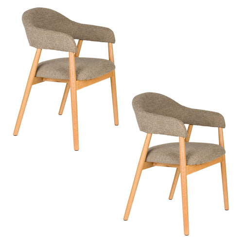 Housecraft Living Indy Eetkamerstoelen Armleuning Donkerbruin/ Beige - Set van 2