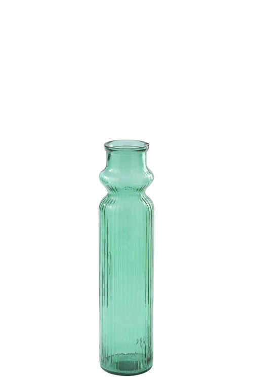 J-Line vaas Gestreept - glas - smaragdgroen