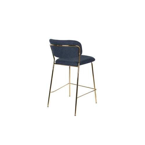 Housecraft Living Jolien Barkrukken rugleuning 65 cm Goud/ Donkerblauw - Set van 2