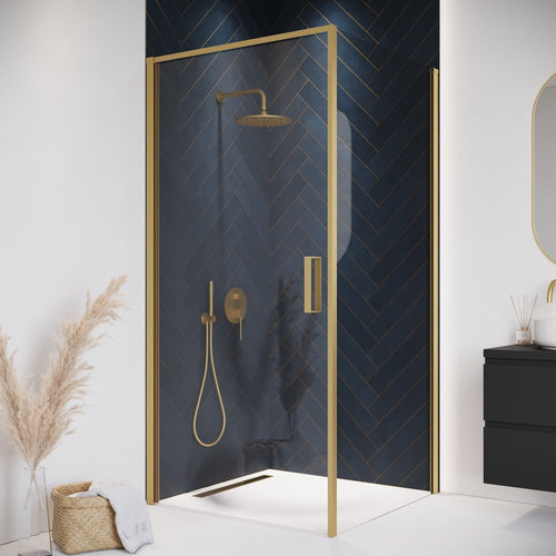 Badplaats Douchecabine Alava 80 x 80 x 190 cm – Goud – Douchewand met Draaideur