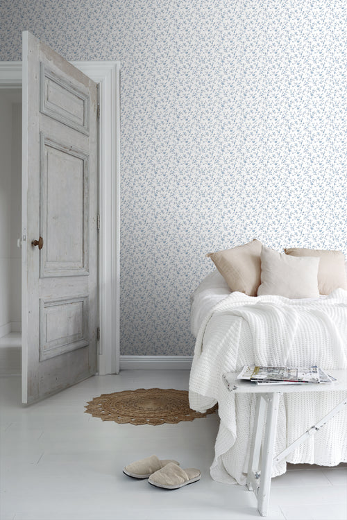 Sanders & Sanders behang bloemetjes blauw en wit - 53 cm x 10 m - 640407 - vtwonen shop