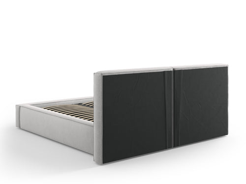 Micadoni Opbergbed met hoofdeinde Jodie 160x200cm, structurele stof, lichtgrijs - 228x214x108cm