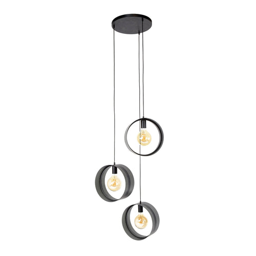 Giga Meubel Hanglamp Ring - Zwart Metaal - 3-Lichts - 50x50x180cm - vtwonen shop