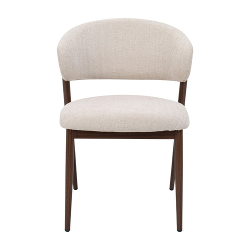 DÉJA Living Eetkamerstoel Skive - Stof - Beige/Walnoot - Set van 2 - vtwonen shop