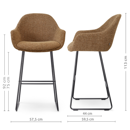 Nolon Nino-Mae barkruk bruin blend - zwart onderstel - 75 cm