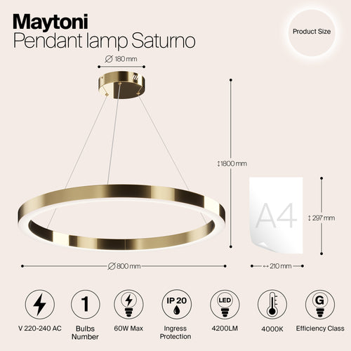 Maytoni - Hanglamp Saturno - Messing - Ø80 - vtwonen shop