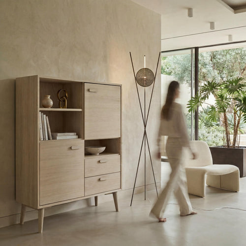 Furnhouse open kast Porto - Witte olie - MDF, Eikenfineer - 40x100x130