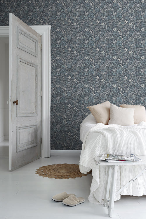 Borastapeter behang bladeren blauw - 53 cm x 10.05 m - 661012 - vtwonen shop