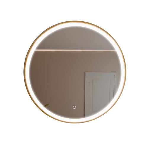 LOMAZOO badkamerspiegel Soho - met LED verlichting & anti condens - rond - goud - 100 cm