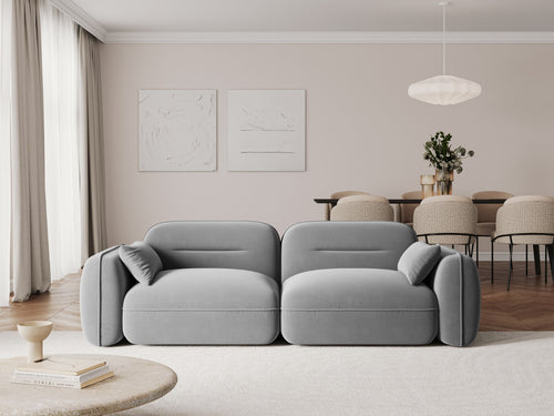 Cosmopolitan Design Modulaire bank Sydney 3-zits, flueel, lichtgrijs - 90x230x70cm