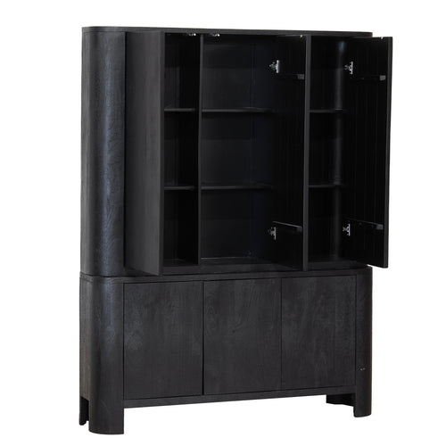 Giga Meubel Wandkast Tony - Mangohout - Zwart - 150x40x196cm - vtwonen shop