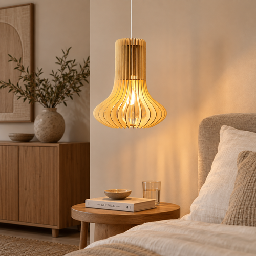 Bomerango Octopus L houten hanglamp large - met koordset wit - Ø 49 cm