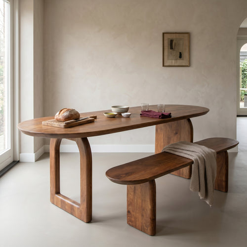 Raw Materials eettafel Bullnose mix base - 240 cm - Bruin